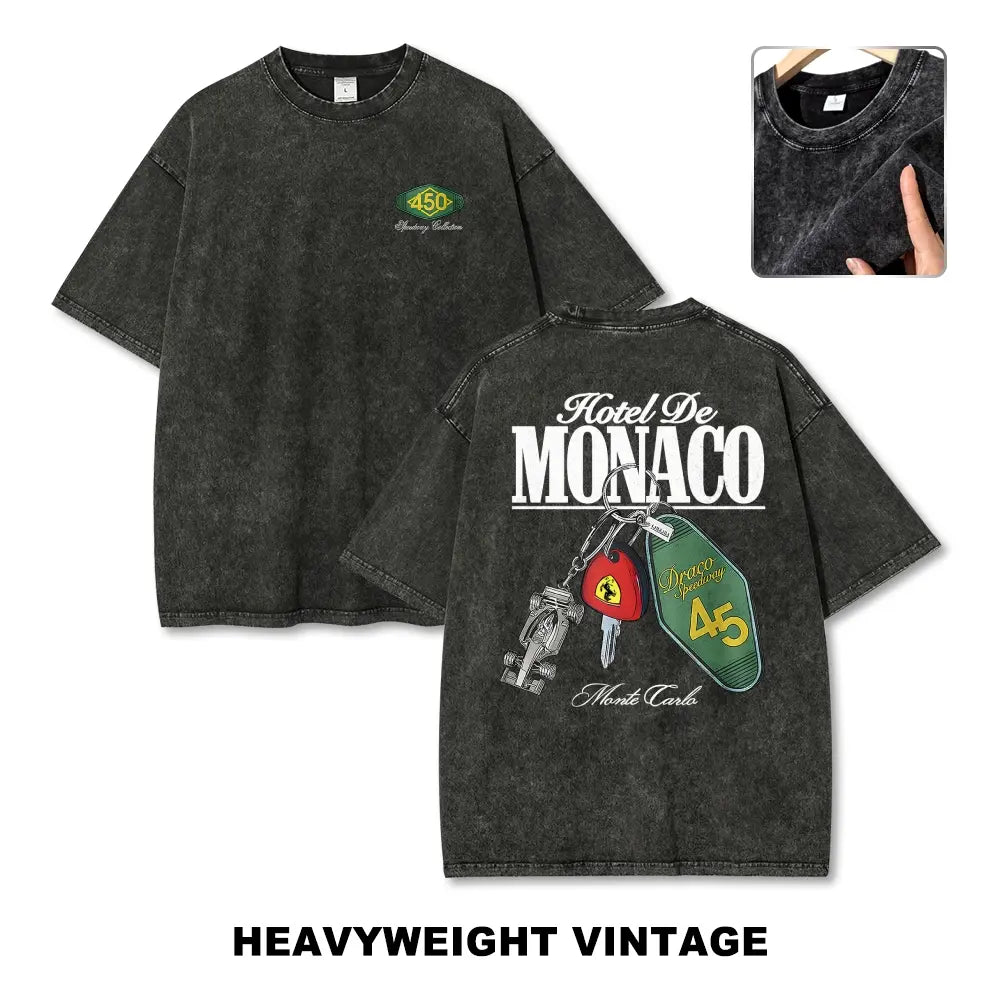 Hotel De Monaco Racing Poster Vintage Washed Tee 90s Men's Graphic Tee t Shirts Funny Graphic Tee Good Graphic Tees Graphic Tees Streetwear Outfits Men Vacation Outfits Oversized Tshirt Men,back to school,back to school shopping