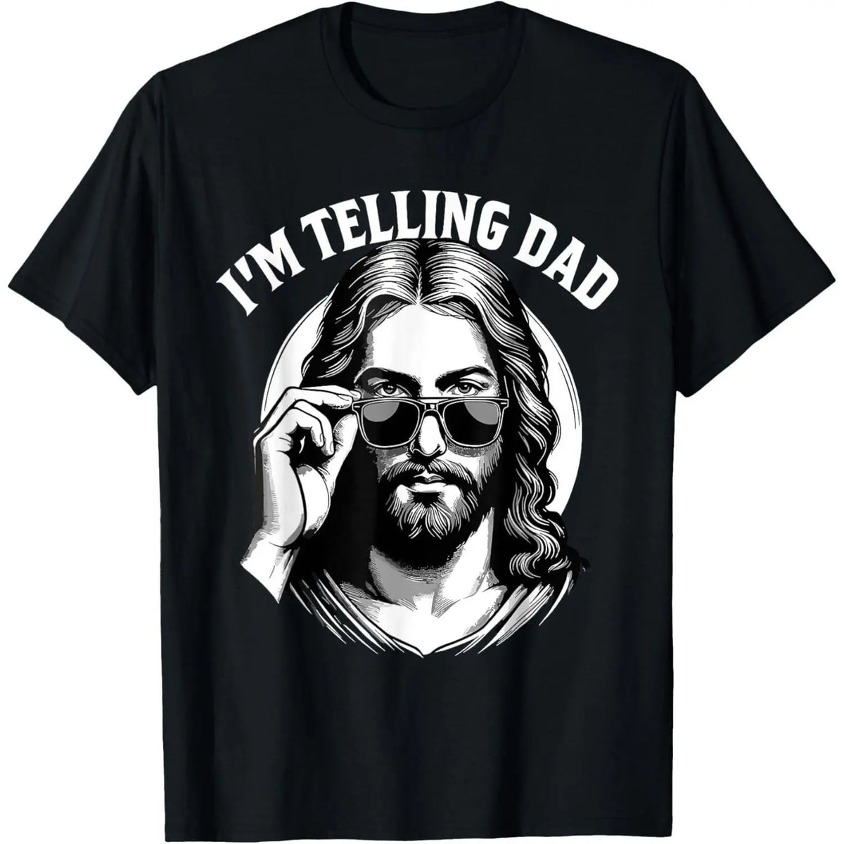 Kids' American Spirit Graphic T-Shirt - "I'm Telling Dad" Jesus Lovers Football Easter Apparel, Classic Crew Neck Short Tops, Casual Summer Fabric Tees for Party Festive Supplies